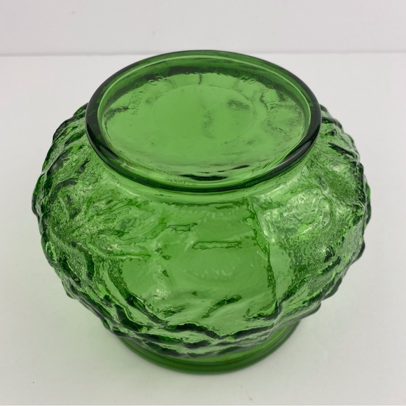 EO Brody Green Crinkle Glass 6 in Wide Mouth Flower Bowl Vase Vintage MCM USA - Picture 7 of 8